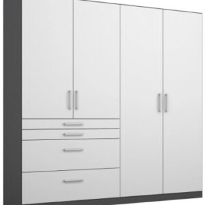 Rauch Homburg 181cm Grey and White 4 Door Wardrobe with Drawers