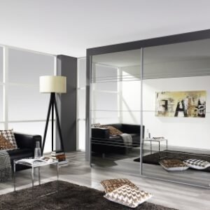 Rauch Koblenz 181cm Metallic Grey 2 Door Full Mirrored Sliding Wardrobe