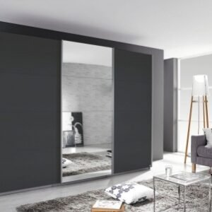 Rauch Kulmbach 203cm Grey Metallic 3 Door Mirror Sliding Wardrobe