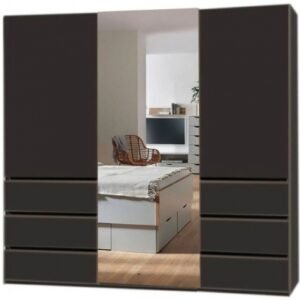 Rauch Lias 226cm 3 Door Black Combi Sliding Wardrobe