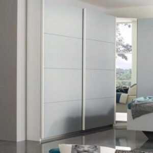 Rauch Memphis 181cm Silk Grey 2 Door Sliding Wardrobe - White Carcase