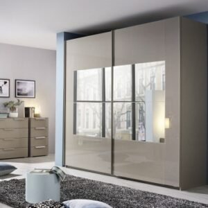 Rauch Miramar 226cm Silk Grey 2 Door Mirror Sliding Wardrobe