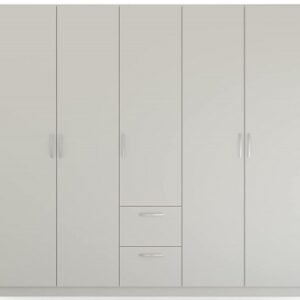 Rauch Pure Quadra-Spin 226cm Grey 5 Door Wardrobe with Drawers