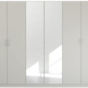 Rauch Pure Quadra-Spin 271cm Grey 6 Door Mirror Wardrobe