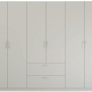 Rauch Pure Quadra-Spin 271cm Grey 6 Door Wardrobe with Drawers