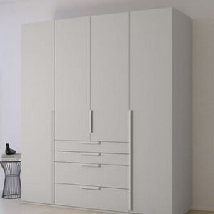 Rauch Purisma 201cm Silk Grey 4 Door Wardrobe with Drawers