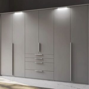 Rauch Purisma 301cm Silk Grey 6 Door Wardrobe with Drawers