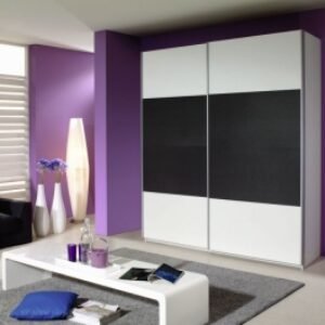 Rauch Quadra 181cm White and Metallic Grey 2 Door Sliding Wardrobe