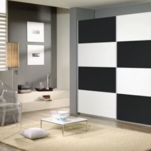 Rauch Quadra 226cm White and Metallic Grey 2 Door Sliding Wardrobe