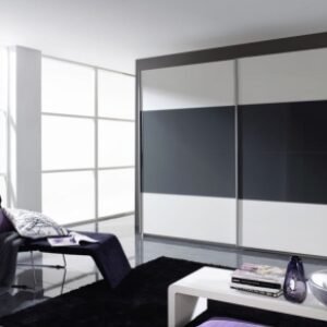 Rauch Quadra 271cm White and Dark Grey 2 Door Sliding Wardrobe