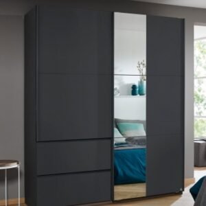 Rauch Sevilla 175cm Metallic Grey 2 Door Combi Sliding Wardrobe