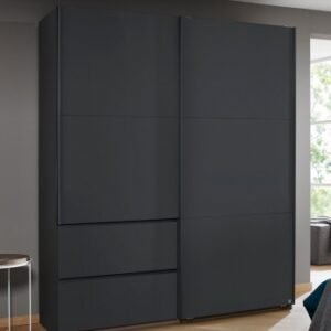 Rauch Sevilla 175cm Metallic Grey 2 Door Sliding Wardrobe with Drawers