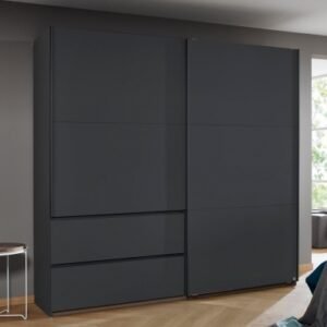 Rauch Sevilla 218cm Metallic Grey 2 Door Sliding Wardrobe with Drawers