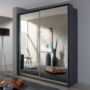 Rauch Sona 189cm Metallic Grey 2 Door Full Mirrored Sliding Wardrobe