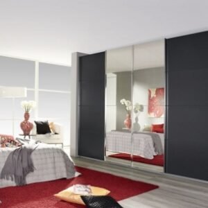 Rauch Syncrono 316cm Metallic Grey 4 Door Mirror Sliding Wardrobe