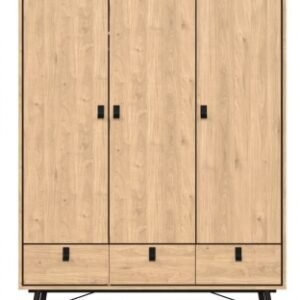 Ry Oak Effect 3 Door 3 Drawer Wardrobe