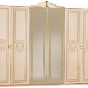 Sara Beige Italian 6 Door Wardrobe with Mirrors