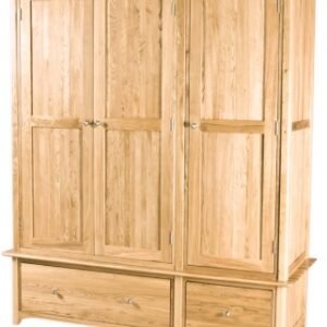 Shaker Oak 3 Door 2 Drawer Wardrobe