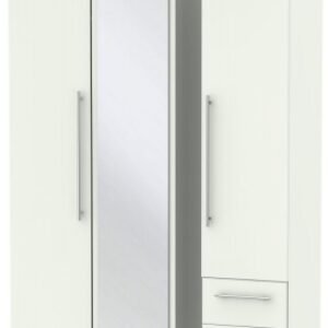 Sherwood Porcelain 3 Door Combi Wardrobe - 1 Mirror and RHF 2 Drawers