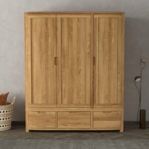 Somerton Curved Solid Oak Triple Wardrobe