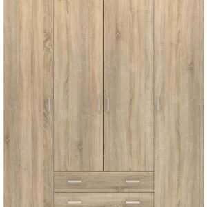 Space Oak Effect 4 Door 3 Drawer Wardrobe