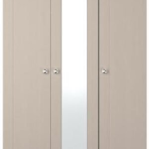 Sussex Cashmere and Oak Effect Oak 3 Door Tall Triple Wardrobe - 1 Mirror