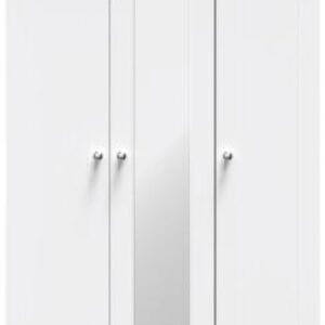 Sussex White and Oak Effect Oak 3 Door Tall Triple Wardrobe - 1 Mirror