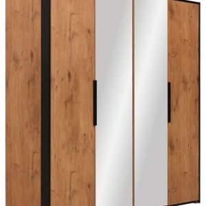 Tulare Oak Effect 4 Door Folding Mirror Wardrobe