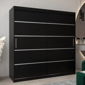 Vevey I Wooden Wardrobe 2 Sliding Doors 200cm In Black