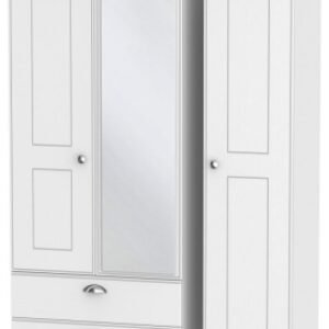 Victoria White 3 Door Combi Wardrobe - 1 Mirror and LHF 2 Drawers