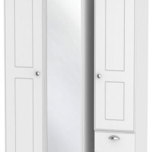 Victoria White 3 Door Combi Wardrobe - 1 Mirror and RHF 2 Drawers