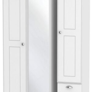 Victoria White 3 Door Tall Combi Wardrobe - 1 Mirror and RHF 2 Drawers