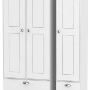 Victoria White 3 Door Tall Triple Wardrobe - 4 Drawers