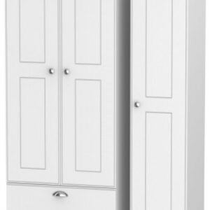 Victoria White 3 Door Tall Triple Wardrobe - LHF 2 Drawers