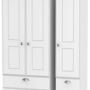 Victoria White 3 Door Triple Wardrobe - 4 Drawers