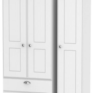 Victoria White 3 Door Triple Wardrobe - LHF 2 Drawers