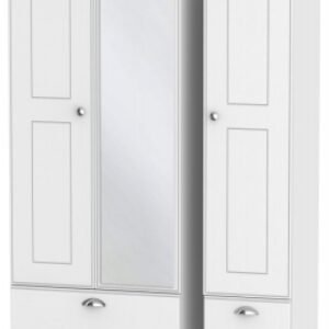 Victoria White Ash 3 Door Tall Combi Wardrobe - 1 Mirror