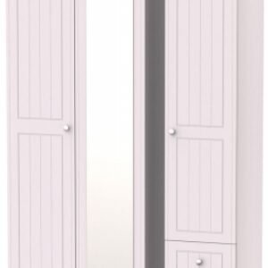 Vienna Cashmere 3 Door Tall Combi Wardrobe - 1 Mirror and RHF 2 Drawers