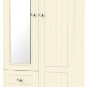 Vienna Cream 2 Door Combi Wardrobe - 1 Mirror RHF 3 Drawers