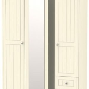 Vienna Cream 3 Door Combi Wardrobe - 1 Mirror and RHF 2 Drawers