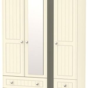 Vienna Cream 3 Door Tall Combi Wardrobe - 1 Mirror