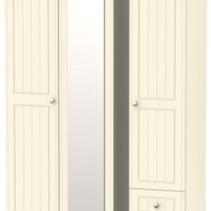 Vienna Cream 3 Door Tall Combi Wardrobe - 1 Mirror and RHF 2 Drawers