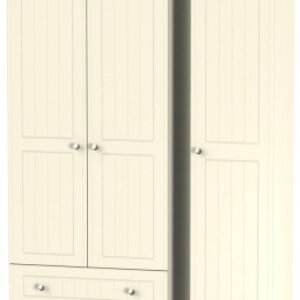 Vienna Cream 3 Door Tall Triple Wardrobe - LHF 2 Drawers