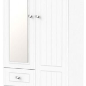 Vienna Porcelain 2 Door Combi Wardrobe - 1 Mirror RHF 3 Drawers