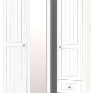 Vienna Porcelain 3 Door Combi Wardrobe - 1 Mirror and RHF 2 Drawers