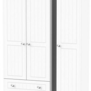 Vienna Porcelain 3 Door Tall Triple Wardrobe - LHF 2 Drawers