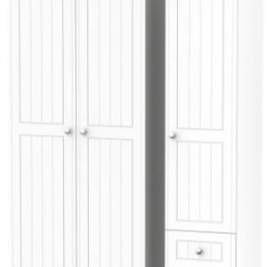 Vienna Porcelain 3 Door Triple Wardrobe - RHF 2 Drawers