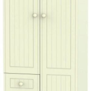 Warwick Cream 2 Door Combi Wardrobe - 1 Mirror RHF 3 Drawers