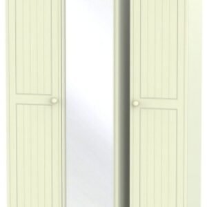 Warwick Cream 3 Door Tall Triple Wardrobe - 1 Mirror