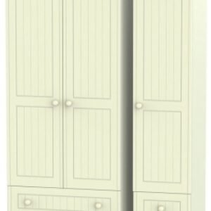 Warwick Cream 3 Door Tall Triple Wardrobe - 4 Drawers